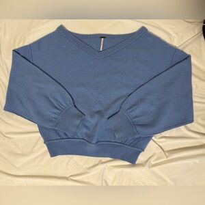 Free People Blue V-Neck Cashmere Sweater